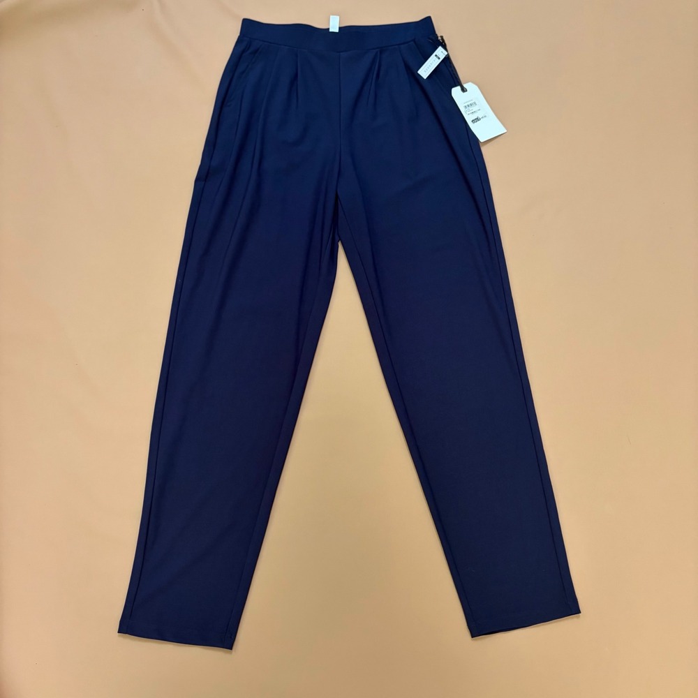 Leith Navy Maritime Pleated Tapered Trousers XS NWT Nordstrom Classic Minimalist